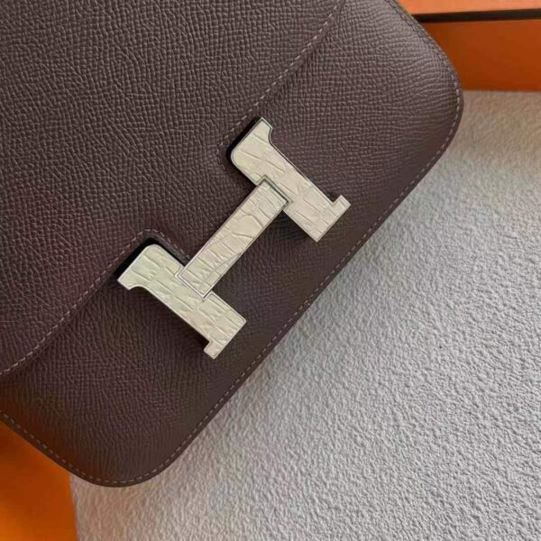 e5beaee4bfa1e59bbee78987_20241105173558 DDMode Constance Epsom Ck47 Chocolate Crocodile Buckle Silver Hardware 18cm Full Handmade Phw
