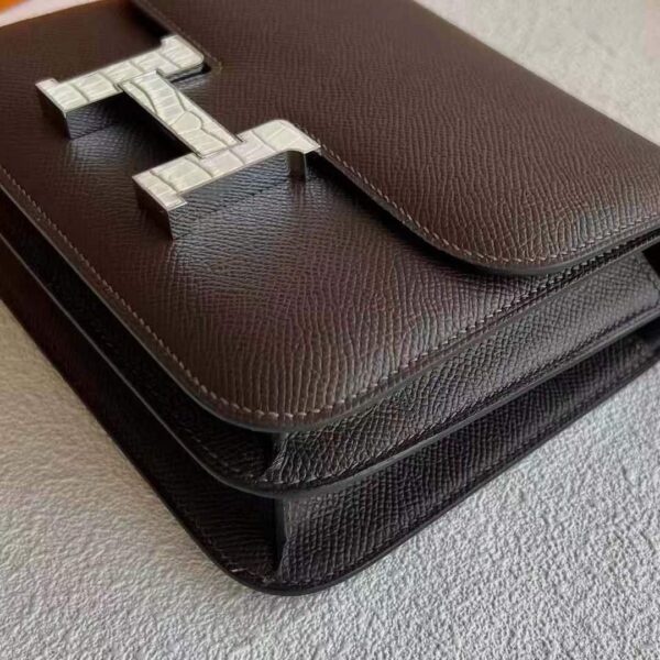 e5beaee4bfa1e59bbee78987_20241105173605 DDMode Constance Epsom Ck47 Chocolate Crocodile Buckle Silver Hardware 18cm Full Handmade Phw