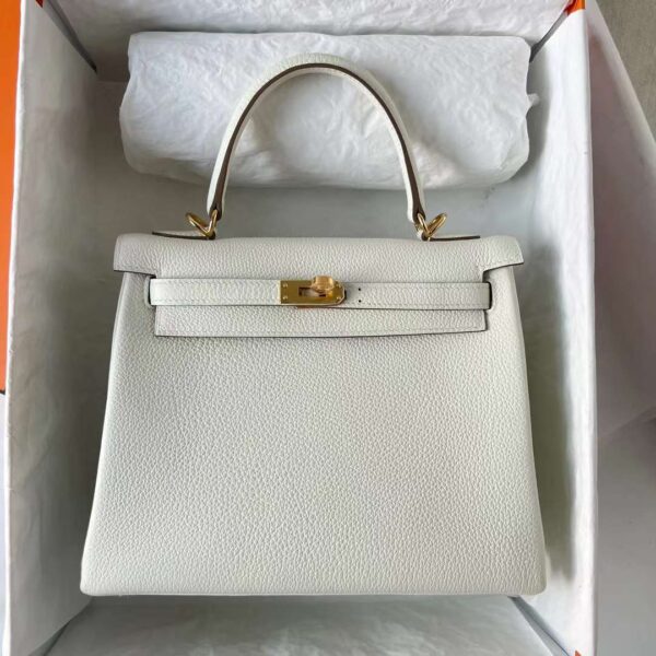 mmexport1701827179668 DDMode Kelly Togo T0 Mushroom white Gold Hardware 25cm Full Handmade Ghw
