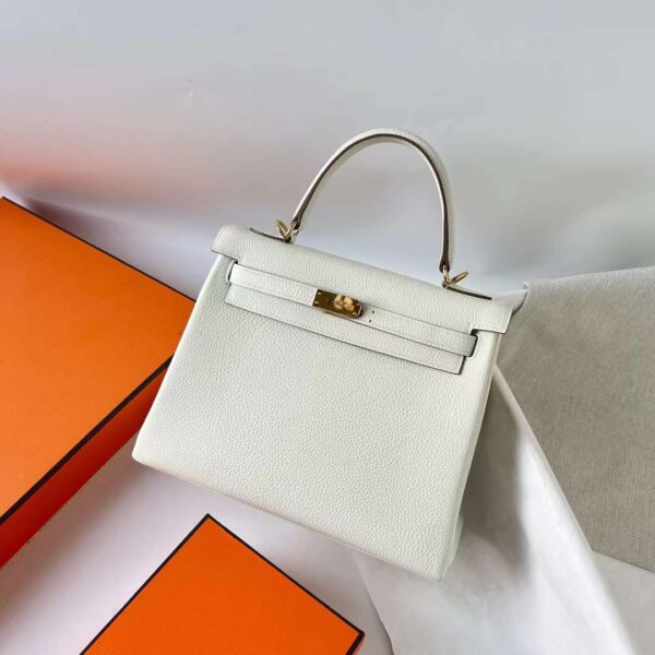 mmexport1701827181119-1 DDMode Kelly Togo T0 Mushroom white Gold Hardware 25cm Full Handmade Ghw