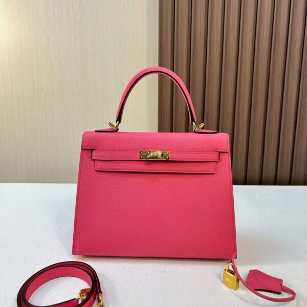 mmexport1702397902763-1 DDMode Kelly Epsom 8W New lipstick pink Gold Hardware 25cm Full Handmade Ghw
