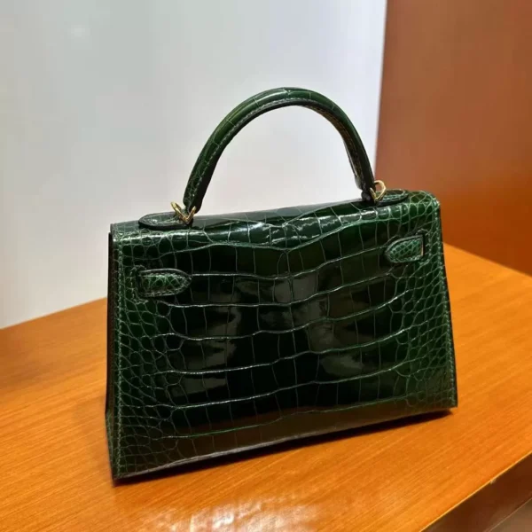 mmexport1708142126911-jpg DDMode Mini Kelly Shiny Alligator Crocodile Ck67 Deep Green Gold Hardware 19cm Full Handmade Ghw