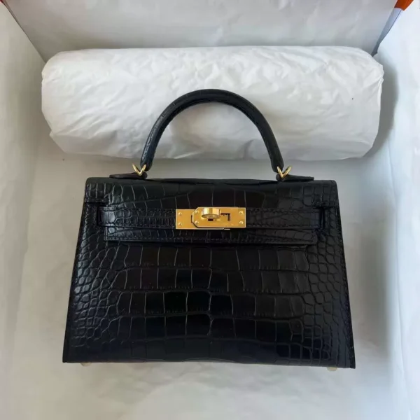 mmexport1708161433142-jpg DDMode Mini Kelly Matte Alligator Ck89 Black Gold Hardware 19cm Full Handmade Ghw