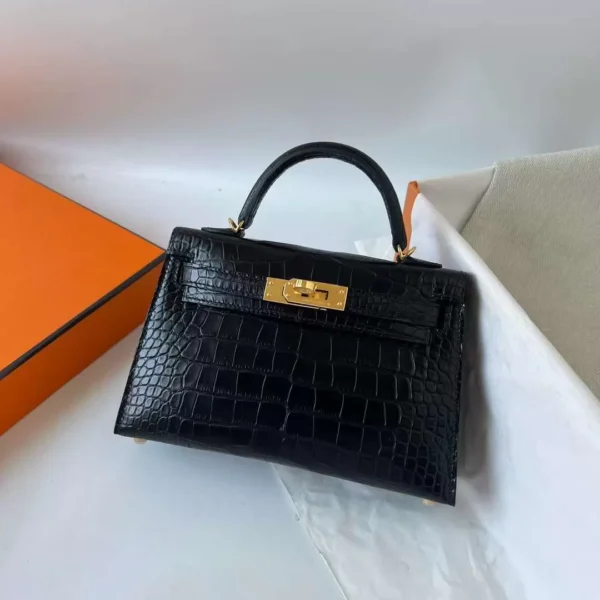 mmexport1708161434674-jpg-1 DDMode Mini Kelly Matte Alligator Ck89 Black Gold Hardware 19cm Full Handmade Ghw