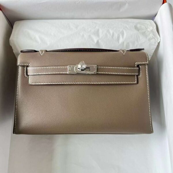 mmexport1710065132369 DDMode Reddit Kelly Pochette Swift Ck18 Etoupe Grey Silver Hardware 22cm Full Handmade Phw