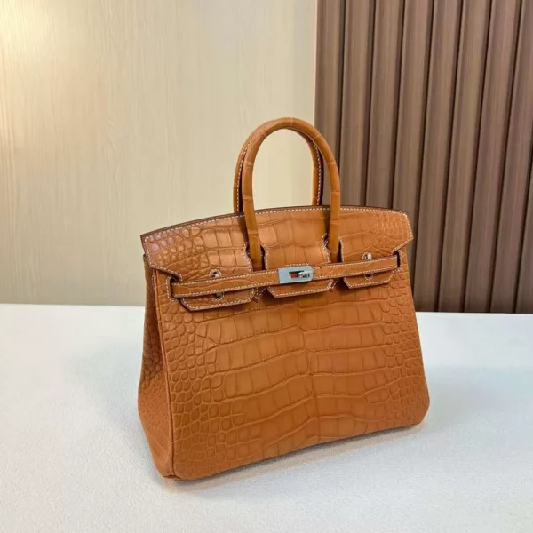 mmexport1710749720494-jpg DDMode Bags Brikin Matte Alligator Ck37 Golden Brown Silver Hardware 25cm Full Handmade Phw