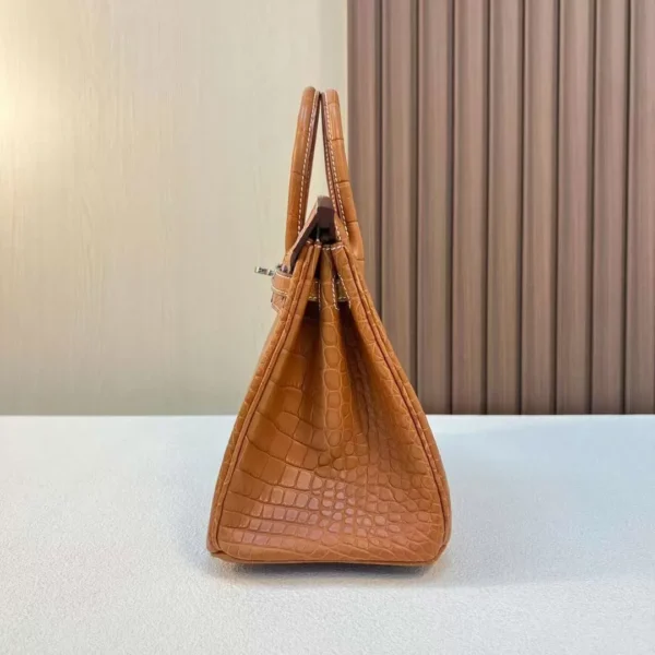 mmexport1710749721926-jpg DDMode Bags Brikin Matte Alligator Ck37 Golden Brown Silver Hardware 25cm Full Handmade Phw