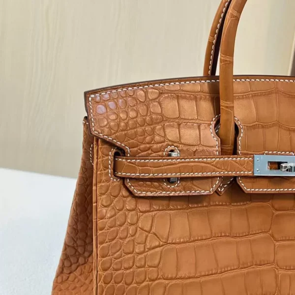mmexport1710749723359-jpg DDMode Bags Brikin Matte Alligator Ck37 Golden Brown Silver Hardware 25cm Full Handmade Phw