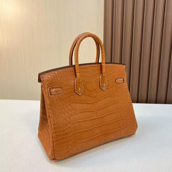 mmexport1710749724826-jpg DDMode Bags Brikin Matte Alligator Ck37 Golden Brown Silver Hardware 25cm Full Handmade Phw