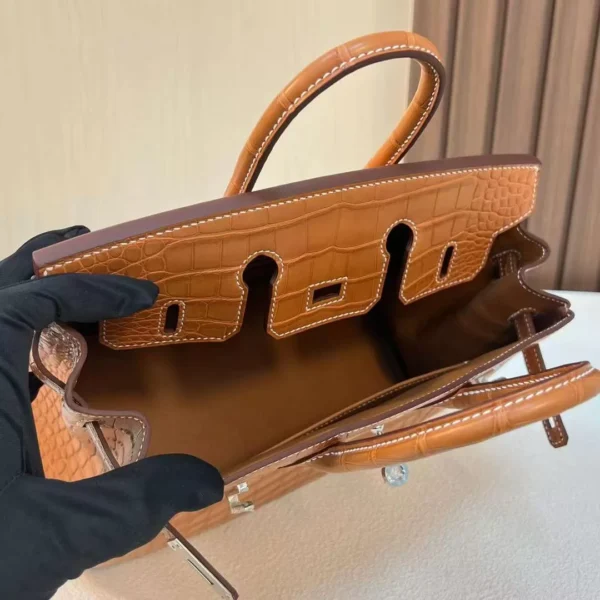 mmexport1710749729499-jpg DDMode Bags Brikin Matte Alligator Ck37 Golden Brown Silver Hardware 25cm Full Handmade Phw