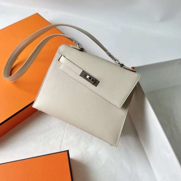 mmexport17113327702352 DDMode Kelly Desordre Epsom Ck10 Creamy White Silver Hardware 20cm Full Handmade Phw