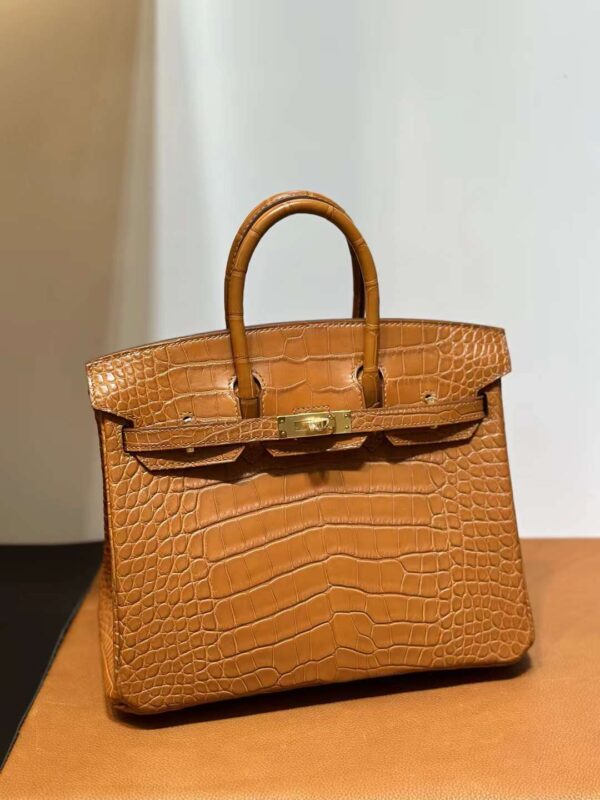 mmexport1711612155319-1 DDMode Bags Birkin Matte Alligator Ck37 Golden Brown Gold Hardware 25cm Full Handmade Ghw