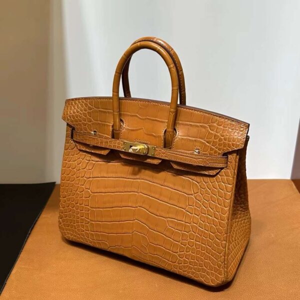 mmexport1711612158235 DDMode Bags Birkin Matte Alligator Ck37 Golden Brown Gold Hardware 25cm Full Handmade Ghw