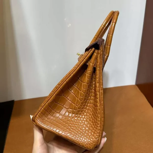 mmexport1711612161982-jpg DDMode Bags Birkin Matte Alligator Ck37 Golden Brown Gold Hardware 25cm Full Handmade Ghw