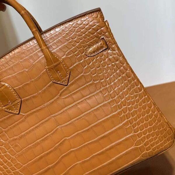 mmexport1711612167148 DDMode Bags Birkin Matte Alligator Ck37 Golden Brown Gold Hardware 25cm Full Handmade Ghw
