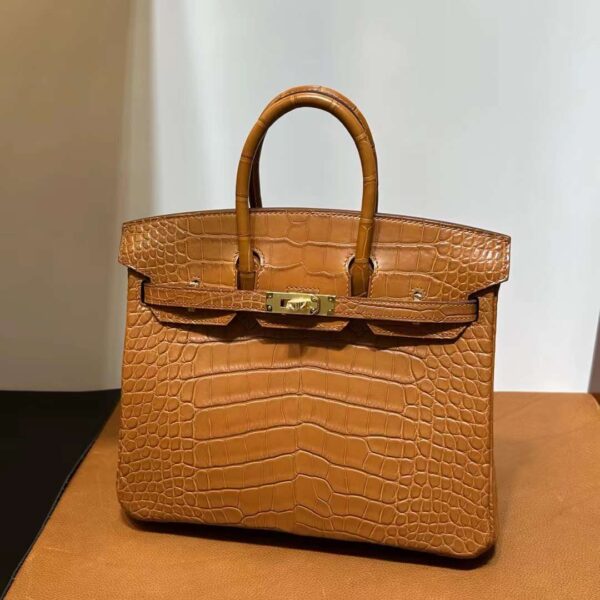 mmexport1711612169063 DDMode Bags Birkin Matte Alligator Ck37 Golden Brown Gold Hardware 25cm Full Handmade Ghw