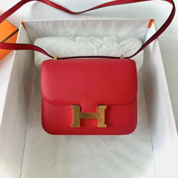 mmexport1712366177618 DDMode Constance Epsom Q5 Bright Red Gold Hardware 18cm Full Handmade Ghw