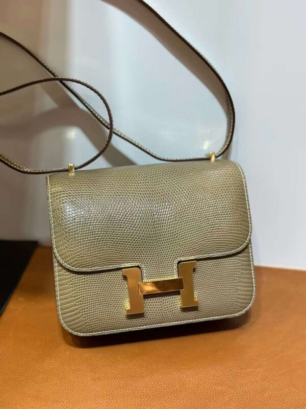 mmexport1712652379999-1 DDMode Yupoo Constance Shiny Lizard Ck17 Hemp grey Gold Hardware 18cm Full Handmade Ghw