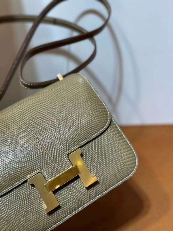 mmexport1712652381577 DDMode Yupoo Constance Shiny Lizard Ck17 Hemp grey Gold Hardware 18cm Full Handmade Ghw