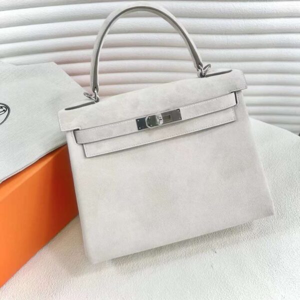 mmexport1713327047911-1 DDMode Yupoo Kelly Suede Ck10 Creamy White 28cm Siver Hardware Full Handmade Phw