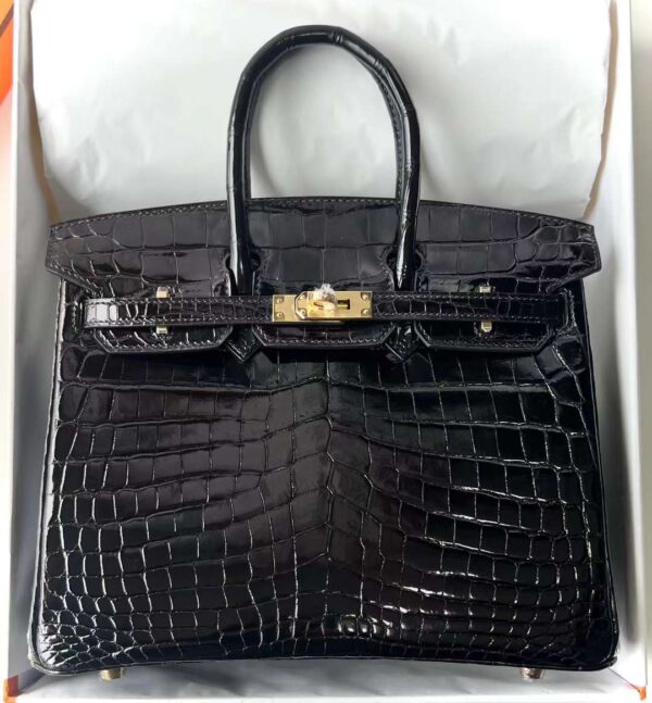 mmexport1714031731842 DDMode Birkin shiny Niloticus crocodile Ck89 Black Gold Hardware 25cm Full Handmade Ghw