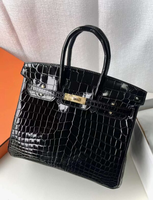 mmexport1714031733466 DDMode Birkin shiny Niloticus crocodile Ck89 Black Gold Hardware 25cm Full Handmade Ghw