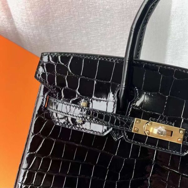 mmexport1714031735058 DDMode Birkin shiny Niloticus crocodile Ck89 Black Gold Hardware 25cm Full Handmade Ghw