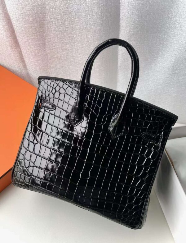 mmexport1714031738173 DDMode Birkin shiny Niloticus crocodile Ck89 Black Gold Hardware 25cm Full Handmade Ghw