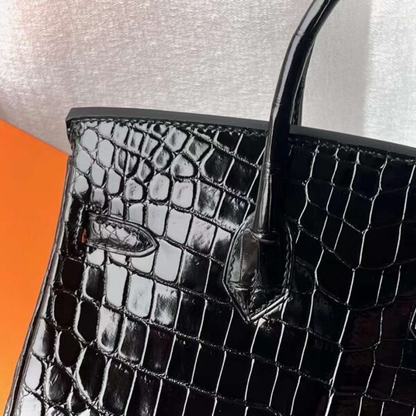 mmexport1714031739720 DDMode Birkin shiny Niloticus crocodile Ck89 Black Gold Hardware 25cm Full Handmade Ghw