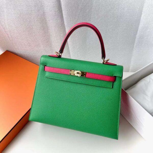 mmexport1715680038973-1 DDMode Kelly Epsom 1L Bright Green & 0D Rose Pink Gold Hardware 25cm Full Handmade Ghw