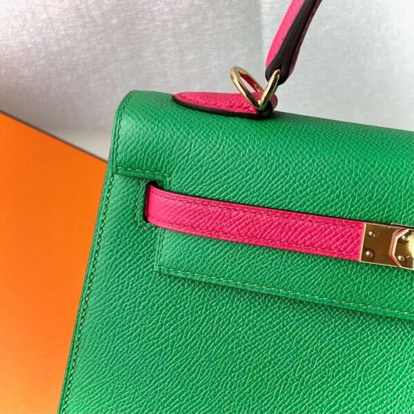 mmexport1715680041037 DDMode Kelly Epsom 1L Bright Green & 0D Rose Pink Gold Hardware 25cm Full Handmade Ghw