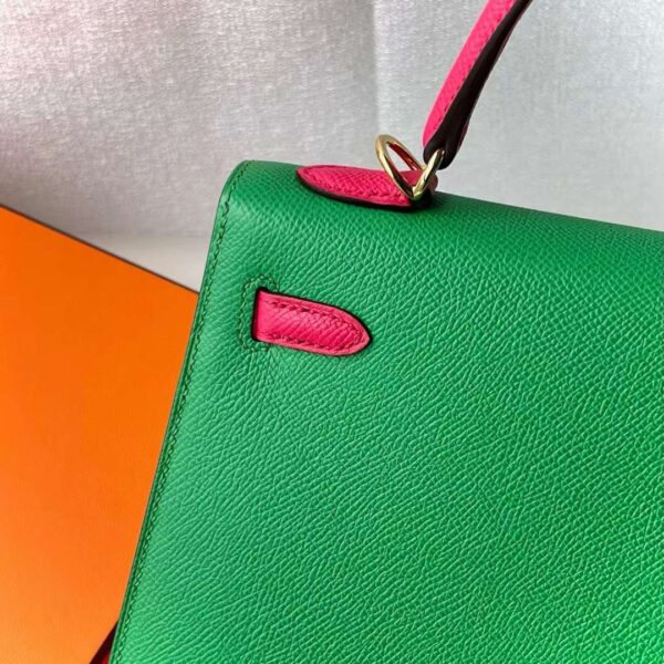 mmexport1715680045485 DDMode Kelly Epsom 1L Bright Green & 0D Rose Pink Gold Hardware 25cm Full Handmade Ghw