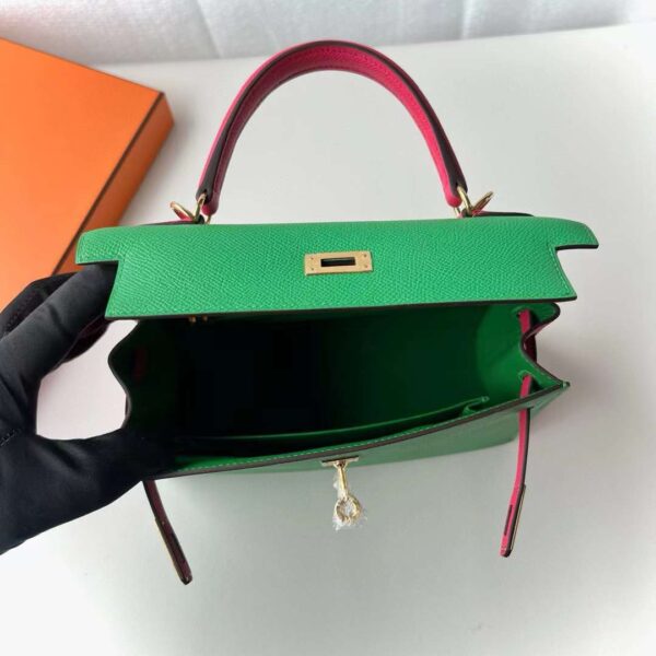 mmexport1715680048848 DDMode Kelly Epsom 1L Bright Green & 0D Rose Pink Gold Hardware 25cm Full Handmade Ghw