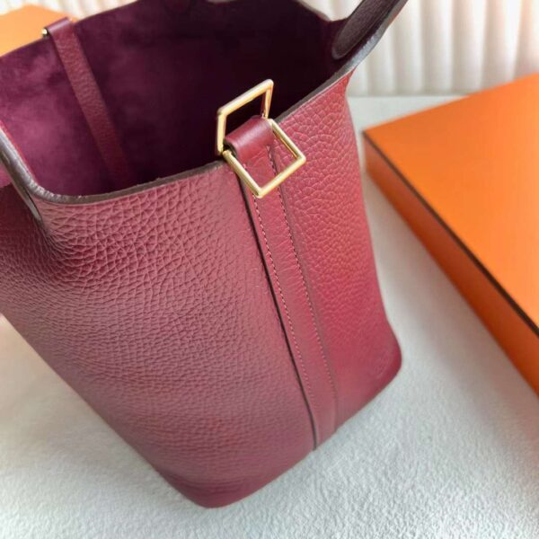 mmexport1716860396788 DDMode Reddit Picotin Clemence Ck55 Bordeaux red Gold Hardware 18cm Full Handmade Ghw