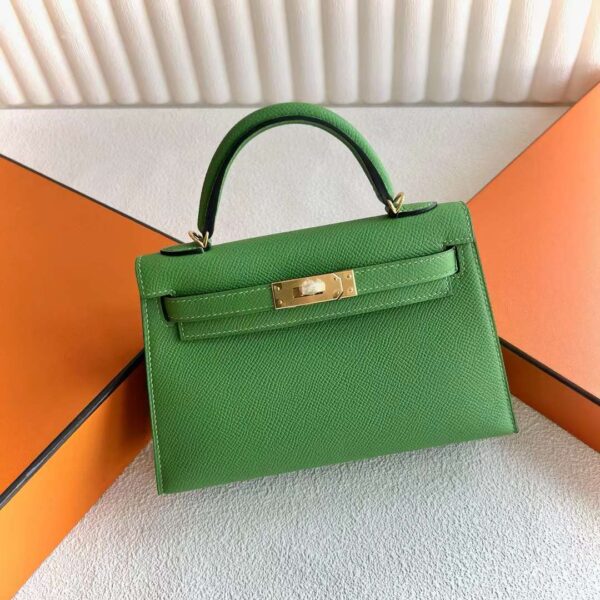 mmexport1717237117029 DDMode Mini Kelly Epsom A8 Grass green Gold Hardware 19cm Full Handmade Ghw