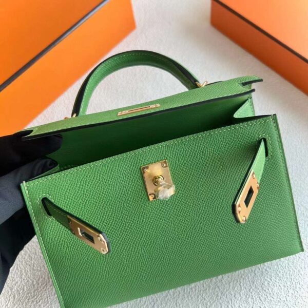 mmexport1717237124374 DDMode Mini Kelly Epsom A8 Grass green Gold Hardware 19cm Full Handmade Ghw