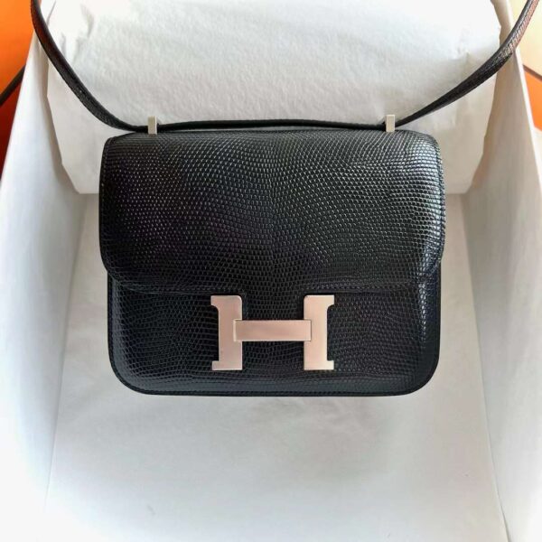 mmexport1717425649178 DDMode Constance Lizard Leather Ck89 Black Silver Hardware 18cm Full Handmade Phw