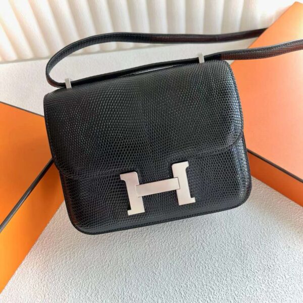 mmexport1717425650586-1 DDMode Constance Lizard Leather Ck89 Black Silver Hardware 18cm Full Handmade Phw