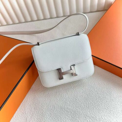 DDMode mini Constance Swift Leather 01 Pure White Silver Hardware 14cm Full Handmade Phw