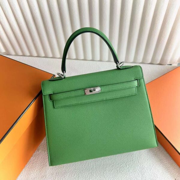 mmexport1717686580801-1 DDMode Reddit Kelly Epsom A8 Grass green Silver Hardware 25cm Full Handmade Phw