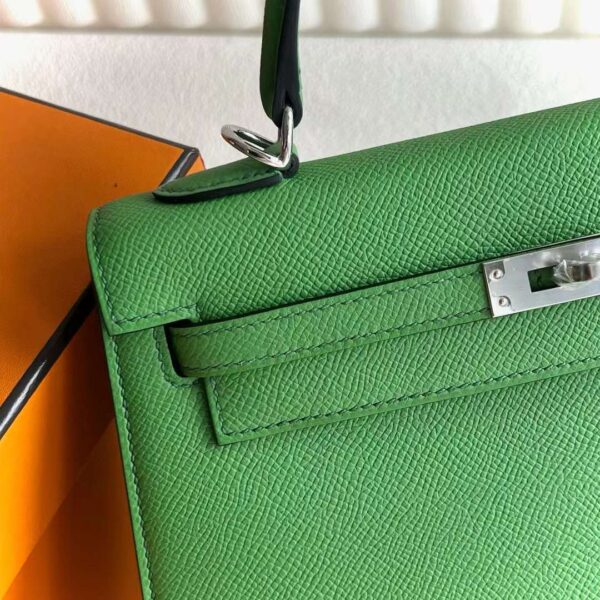 mmexport1717686582465 DDMode Reddit Kelly Epsom A8 Grass green Silver Hardware 25cm Full Handmade Phw