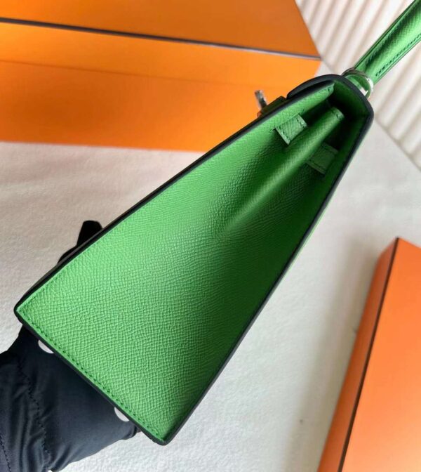 mmexport1717686583836 DDMode Reddit Kelly Epsom A8 Grass green Silver Hardware 25cm Full Handmade Phw