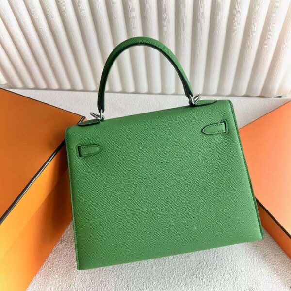 mmexport1717686586063 DDMode Reddit Kelly Epsom A8 Grass green Silver Hardware 25cm Full Handmade Phw