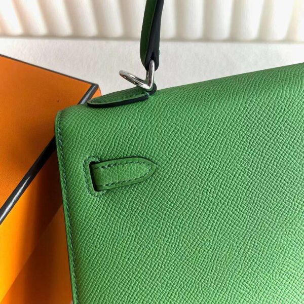 mmexport1717686587441 DDMode Reddit Kelly Epsom A8 Grass green Silver Hardware 25cm Full Handmade Phw