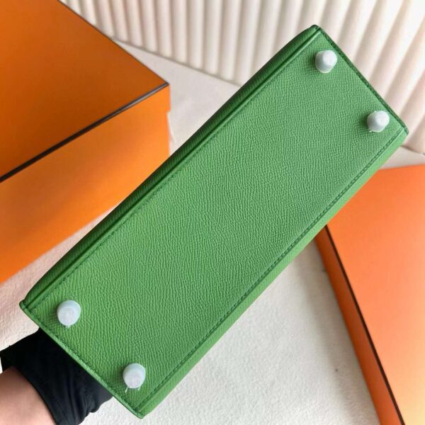 mmexport1717686592223 DDMode Reddit Kelly Epsom A8 Grass green Silver Hardware 25cm Full Handmade Phw