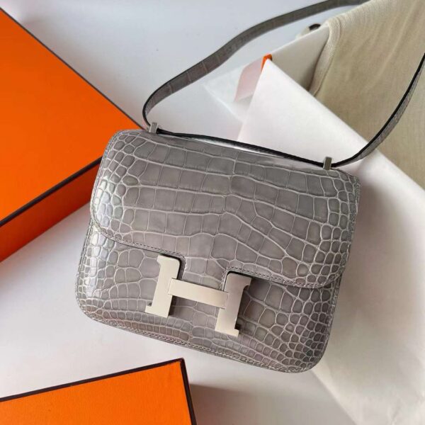 mmexport17176866795241-1 DDMode Reddit Constance Shiny Alligator crocodile 0V Crystal grey Silver Hardware 18cm Full Handmade Phw
