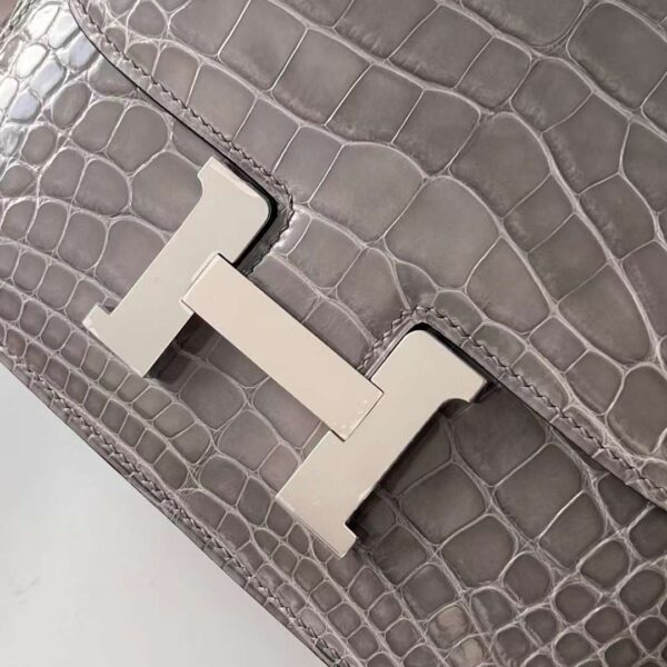 mmexport17176866809171 DDMode Reddit Constance Shiny Alligator crocodile 0V Crystal grey Silver Hardware 18cm Full Handmade Phw