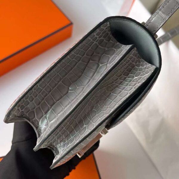 mmexport17176866823711 DDMode Reddit Constance Shiny Alligator crocodile 0V Crystal grey Silver Hardware 18cm Full Handmade Phw