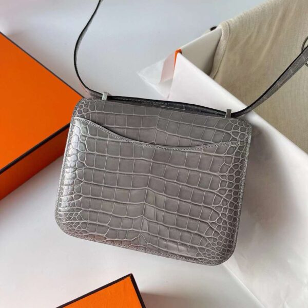 mmexport17176866837061 DDMode Reddit Constance Shiny Alligator crocodile 0V Crystal grey Silver Hardware 18cm Full Handmade Phw