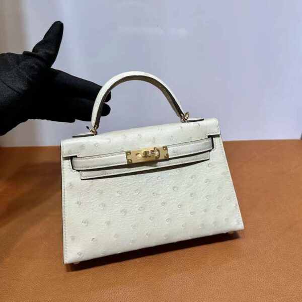 mmexport1718003702729 DDMode Yupoo Mini Kelly Ostrich 3C Wool white Gold Hardware 19cm Full Handmade Ghw